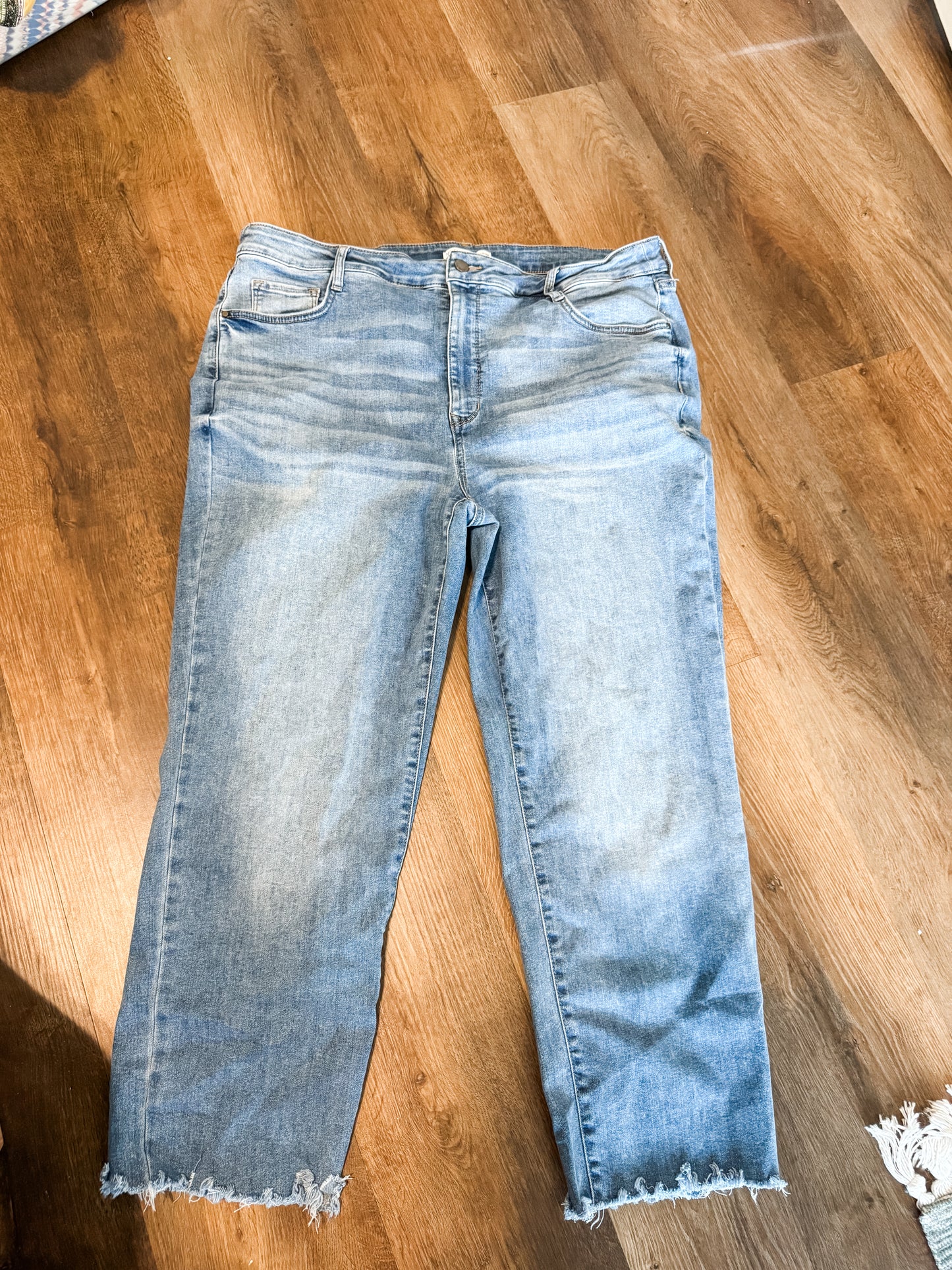 Slim Straight Raw Hem Jeans 16W