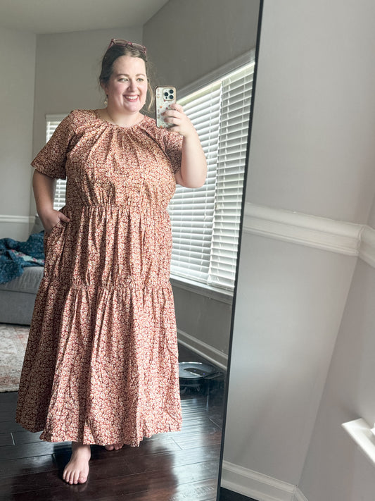 Orange Floral Cotton Dress