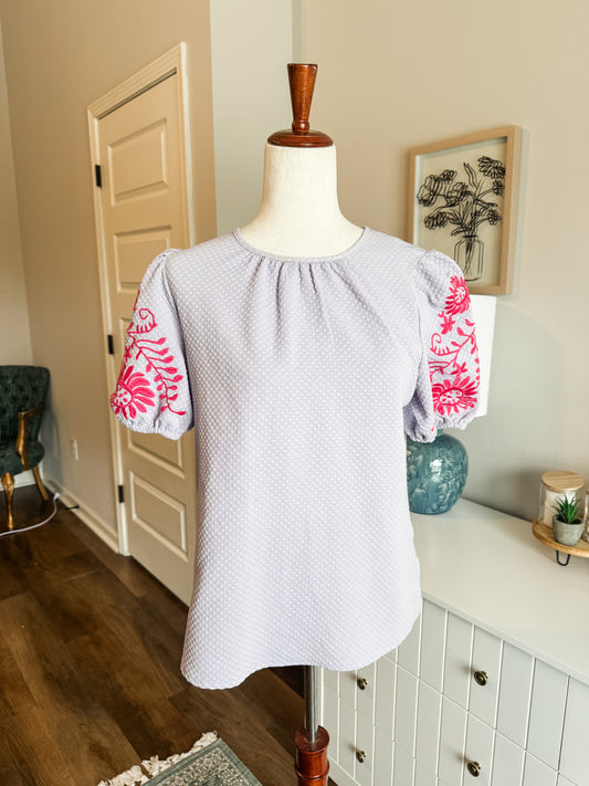 Purple Embroidered Top S
