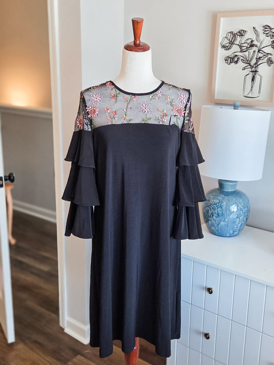 Black Floral Yoke Dress 14