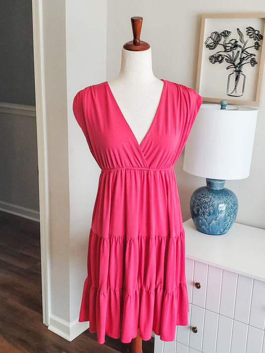 Pink V Neck Dress M