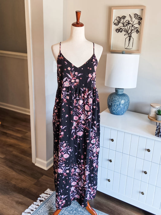 Black Floral Maxi Dress S