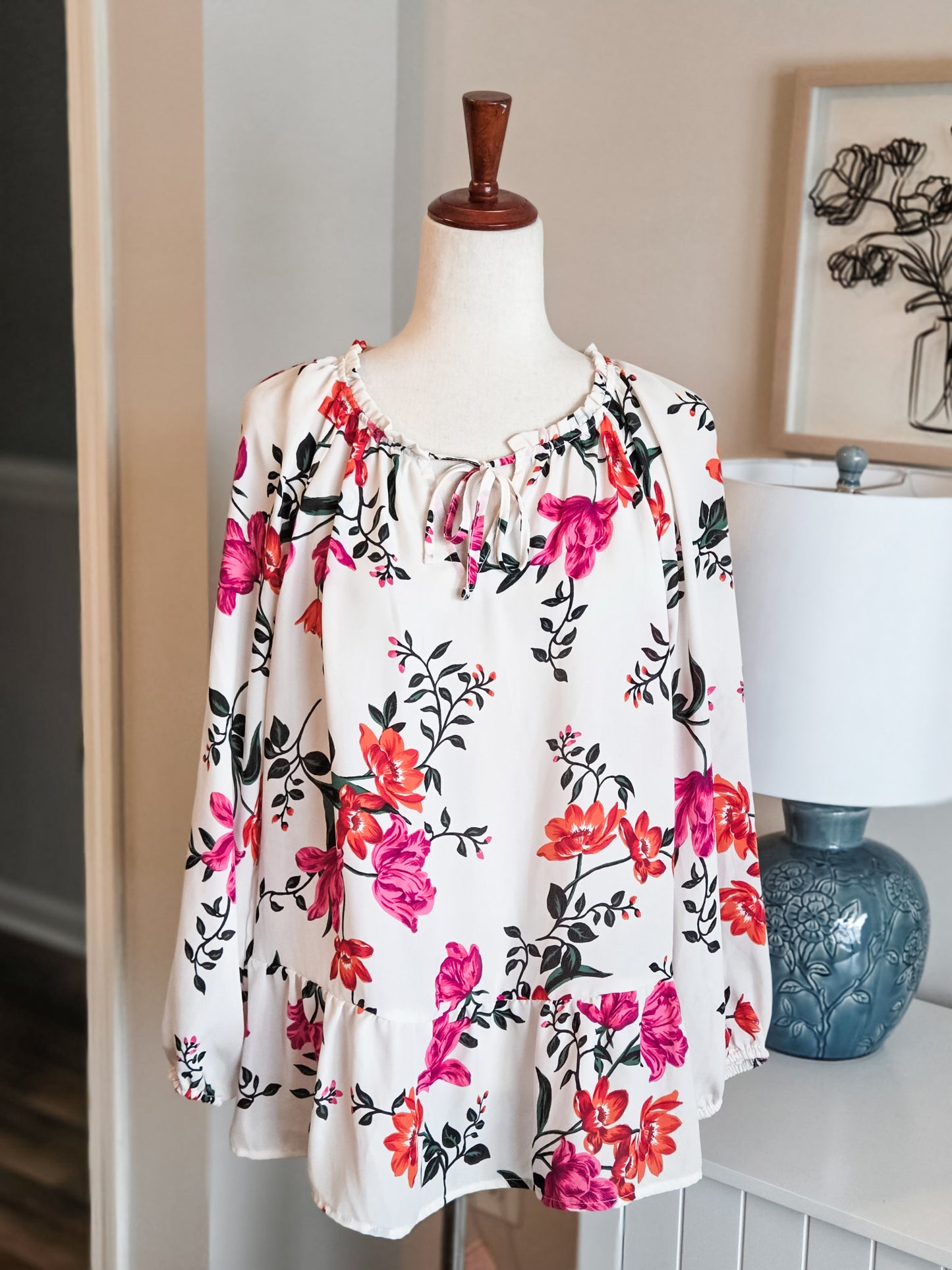 White Floral Top L