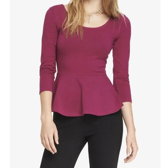 Magenta Peplum Top S