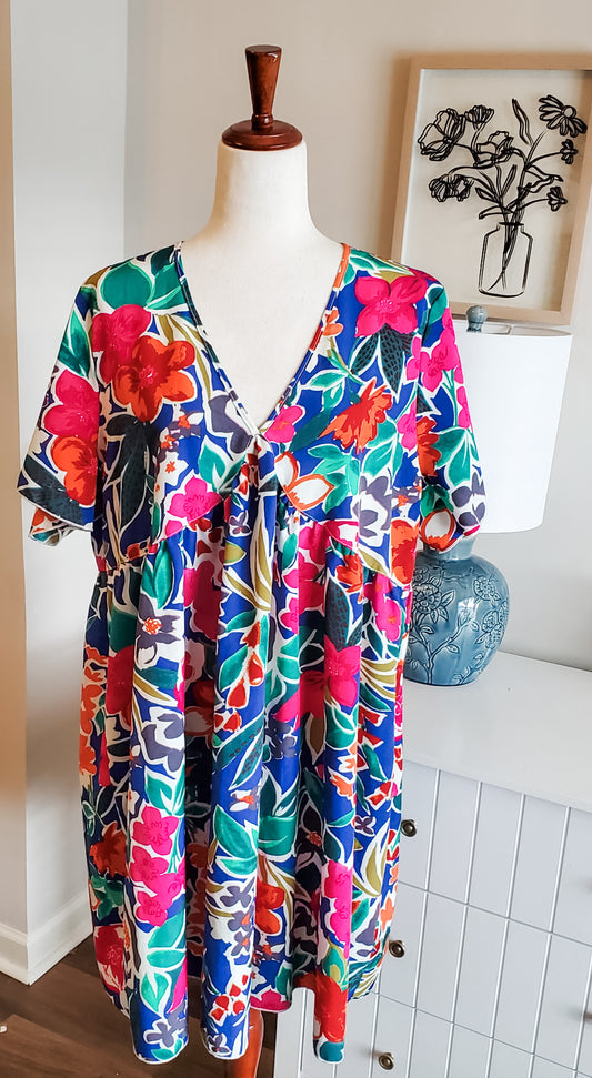 Multi Color Floral Dress 1X