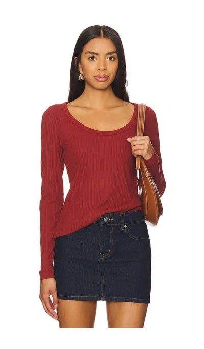 Dusty Red Ribbed Spanx Top S
