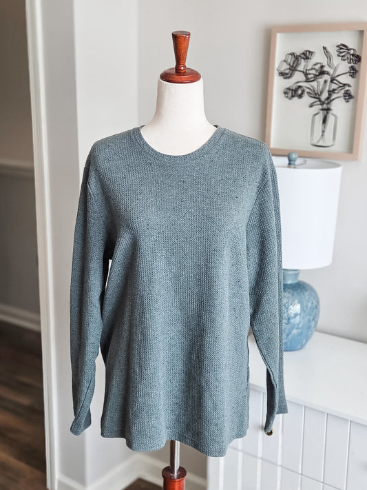 Green Textured Top L