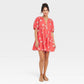 Pink Floral Cotton Dress XS