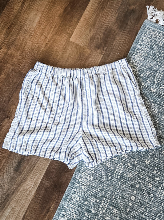Blue White Striped Shorts XL