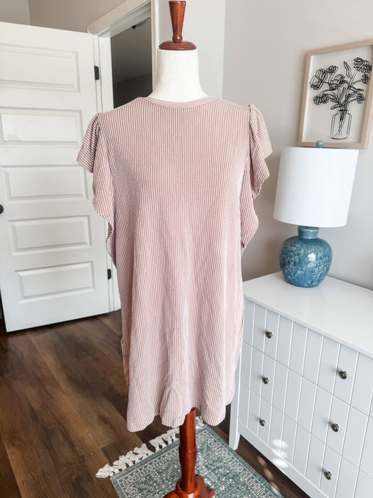 Tan Ribbed Dress L