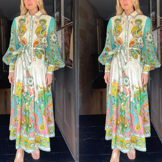 Multi Color Print Dress L