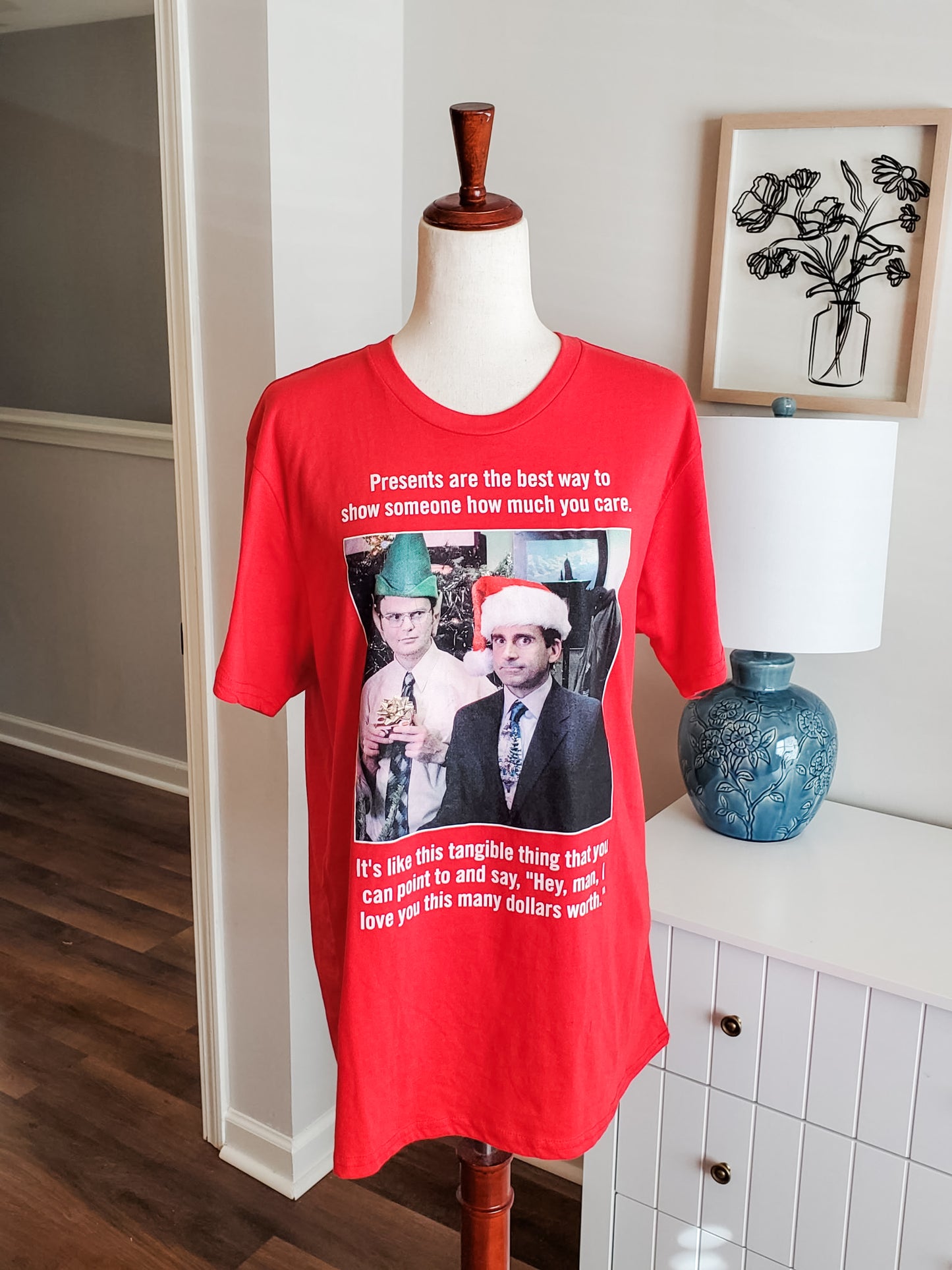 NWT Red Office Christmas Tee L