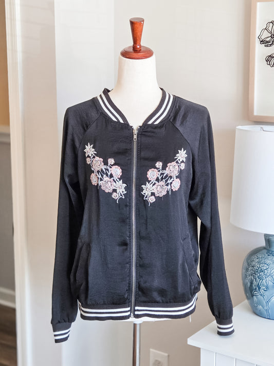 Black Lightweight Embroidered Jacket M