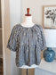Black Gingham Embroidered Top M