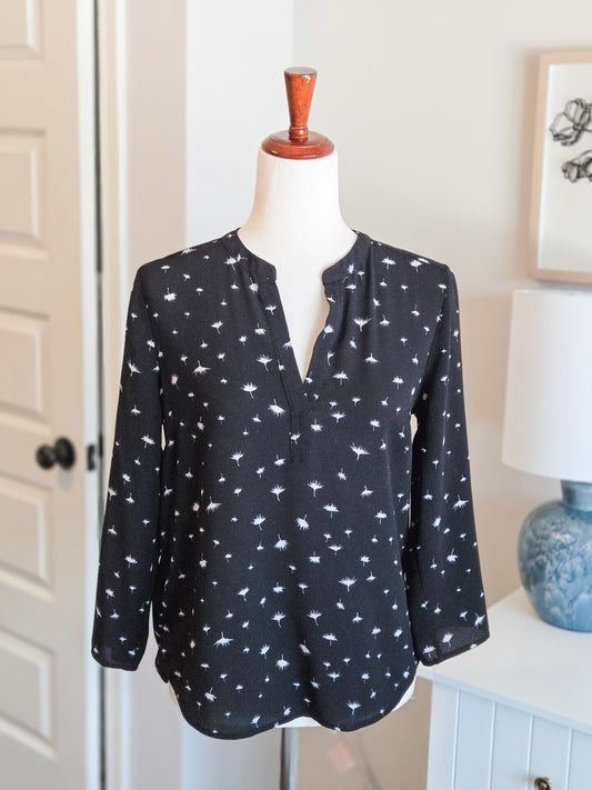 Black White Dandelion Print Top S