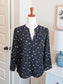 Black White Dandelion Print Top S