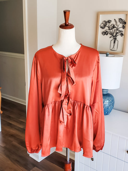 NEW Orange Top with Bows L