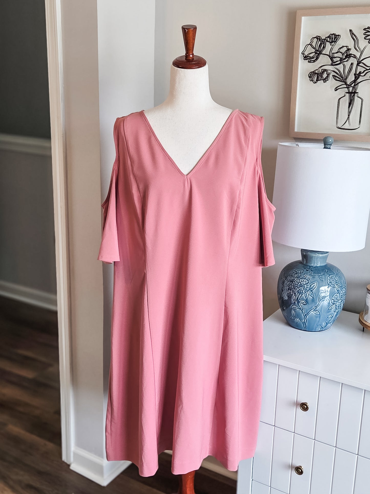 Pink Cold Shoulder Dress XXL