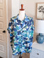 Blue Green Floral Button Up XL