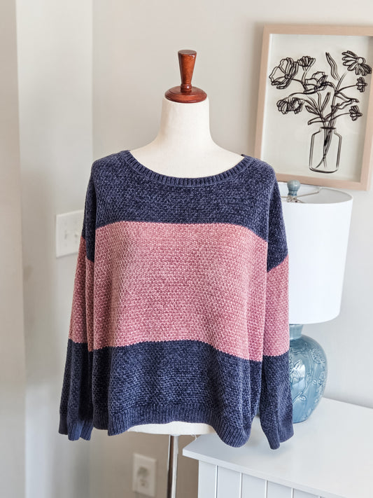 Mauve Navy Colorblock Sweater M