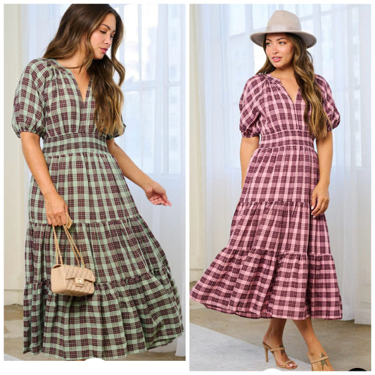 Plaid Dress :: Mauve+Sage