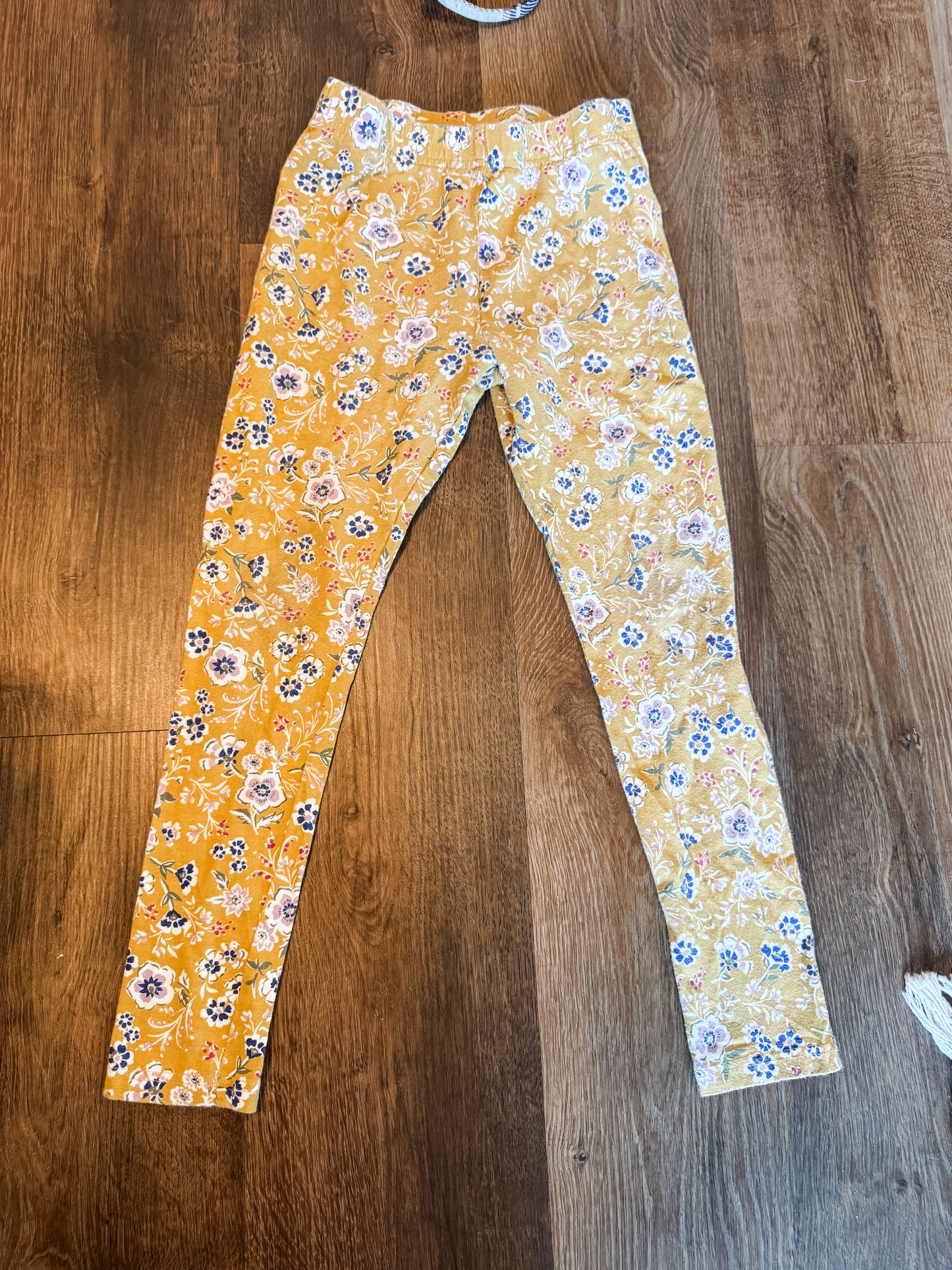Yellow Floral Leggings Youth 8