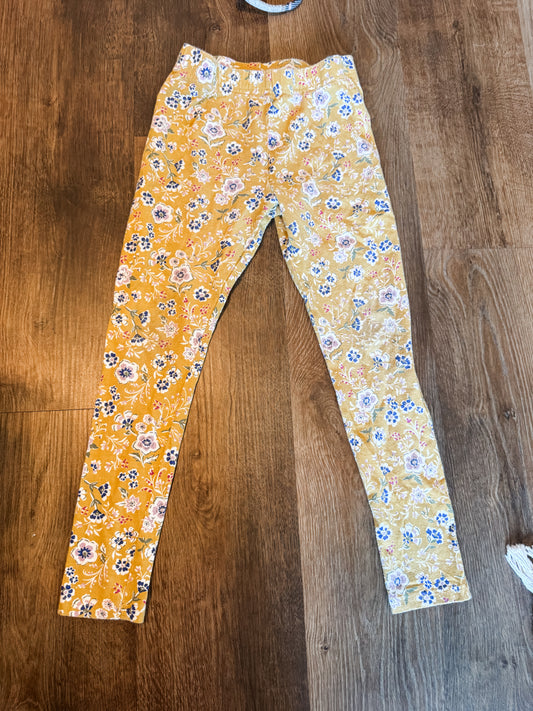 Yellow Floral Leggings Youth 8