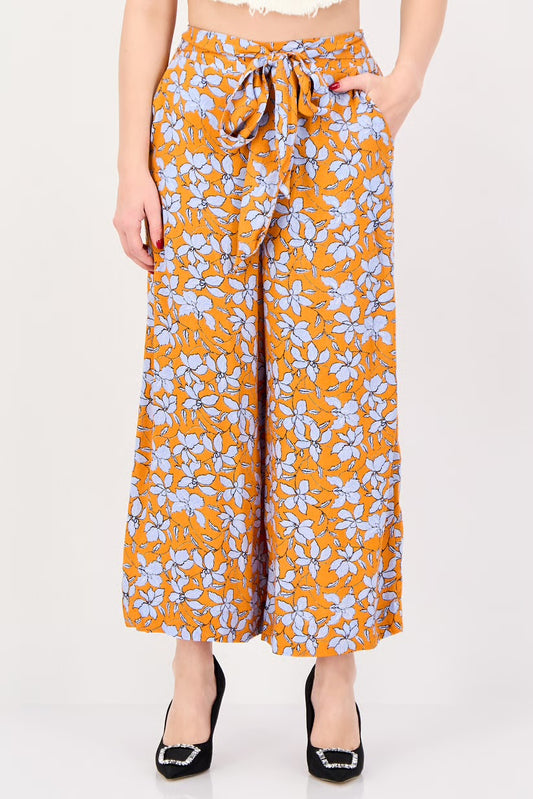 Orange Blue Print Cropped Pants L