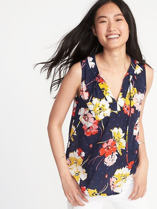 Navy Floral Tank XS