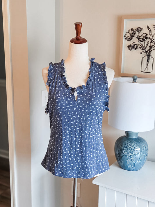Blue Floral Tank S/M