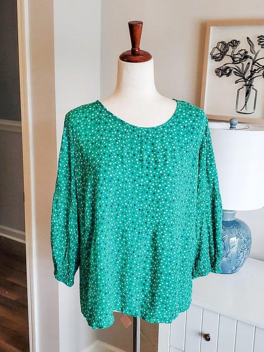 Green Polka Dot Top M