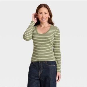 Green Striped Top XXL