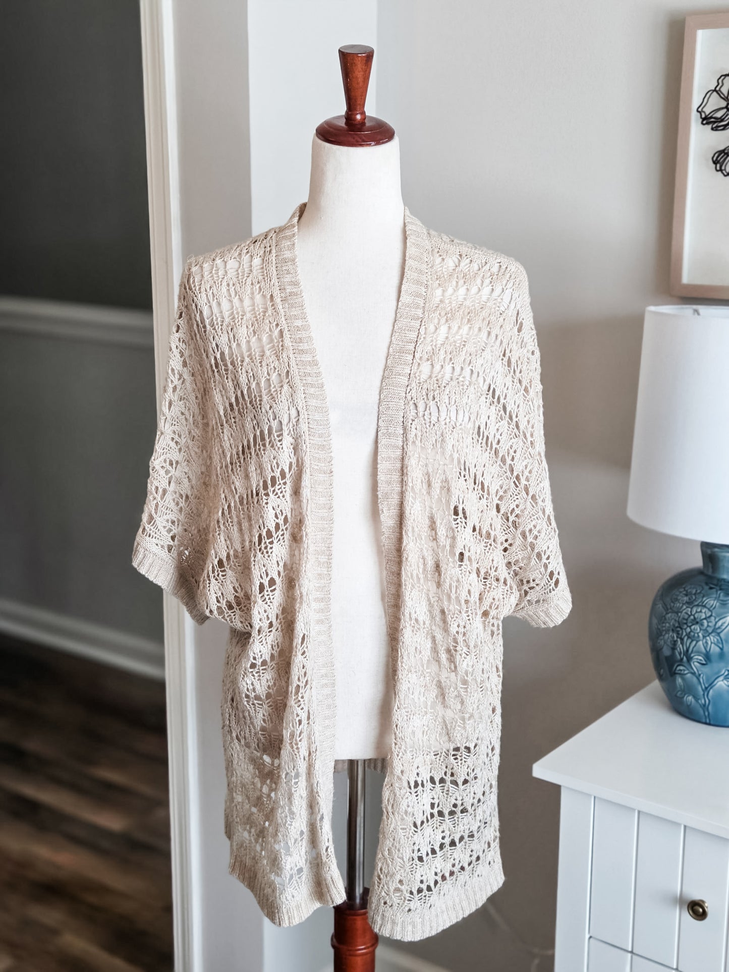 Tan Short Sleeve Cardigan 1X