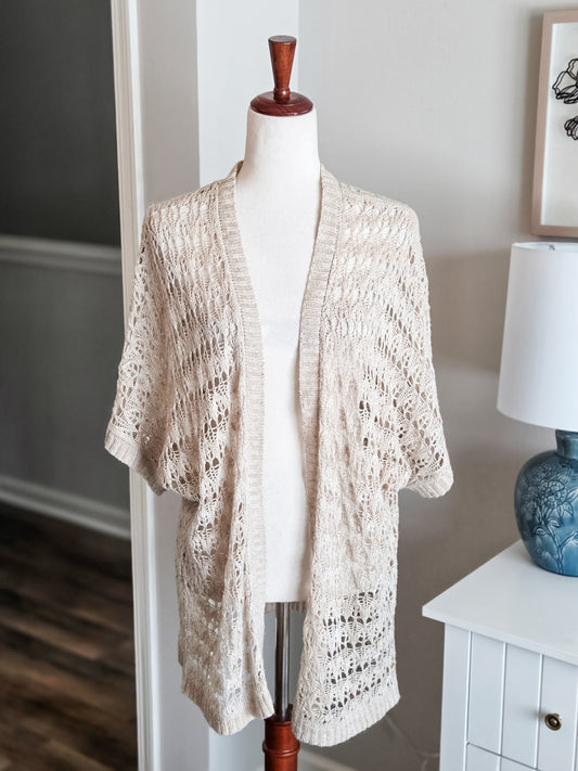 Tan Short Sleeve Cardigan 1X
