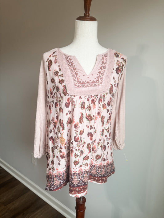 Pink Embroidered Top L