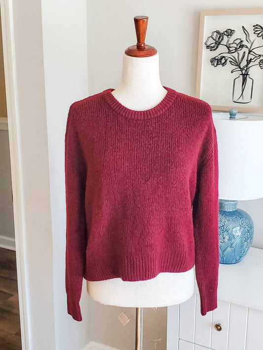 Burgundy Cropped Sweater M