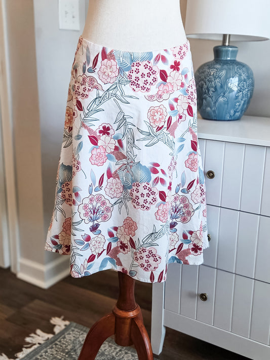 White Floral Skirt M