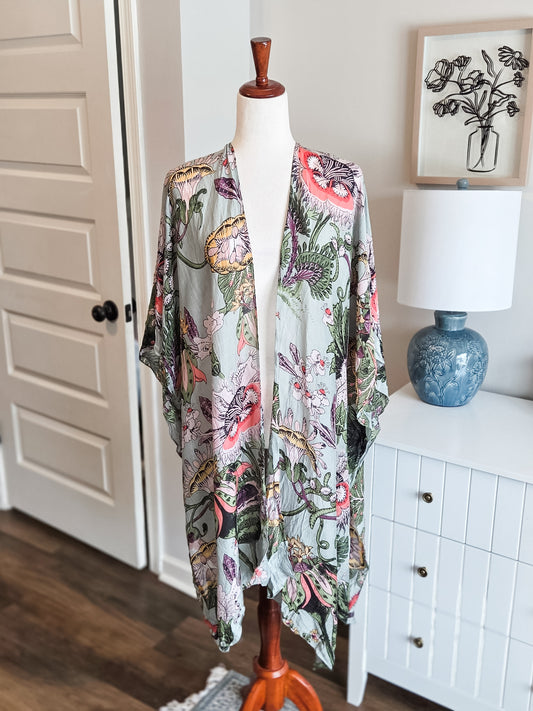 Green Print Kimono OS