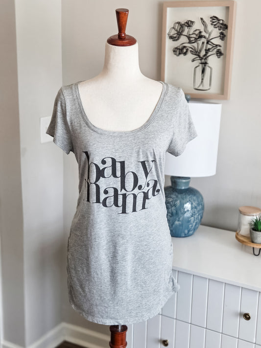Gray “Baby Mama” Maternity Top S