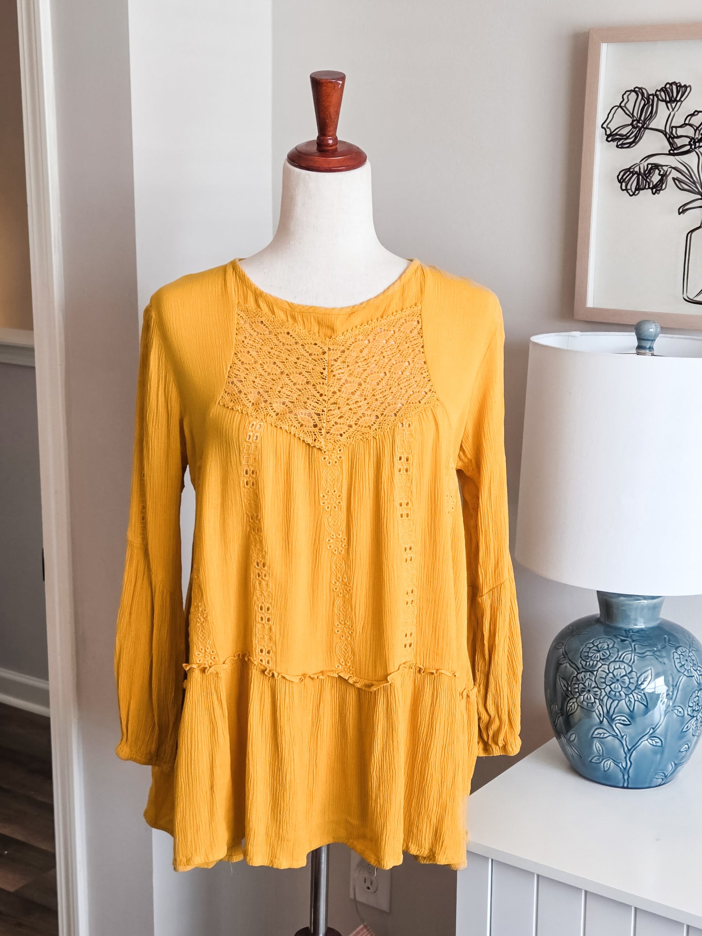 Yellow Eyelet Blouse S