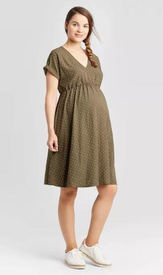 Green Polka Dot Maternity Dress XL