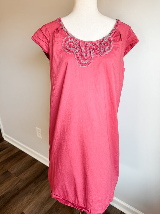 Pink Dress with Gray Lace Bodice Detail XL