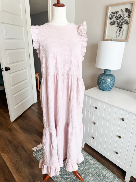 Pale Purple Cotton Maxi Dress XL