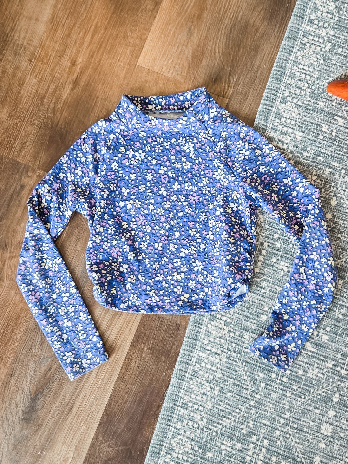 Blue Purple Floral Athletic Top Youth S