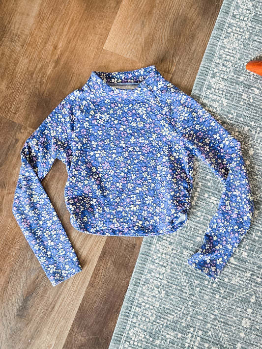 Blue Purple Floral Athletic Top Youth S