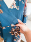 Dark Teal Floral Top L
