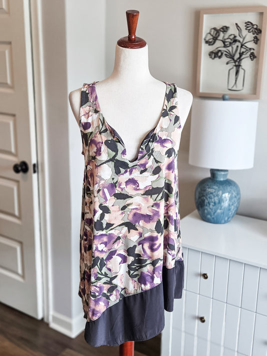 Green Peach Purple Print Tank L