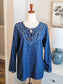 Denim Embellished Cotton Tunic M