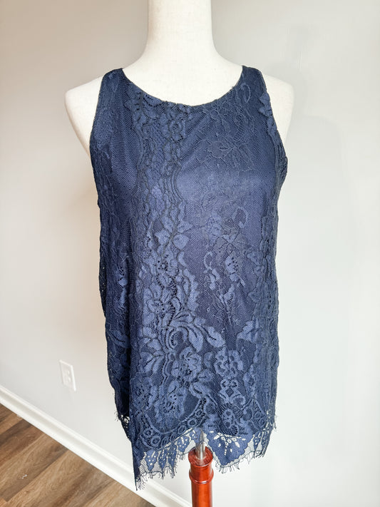 Navy Lace Tank S