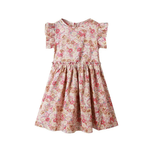 Pink Tan Floral Dress Youth 12-14